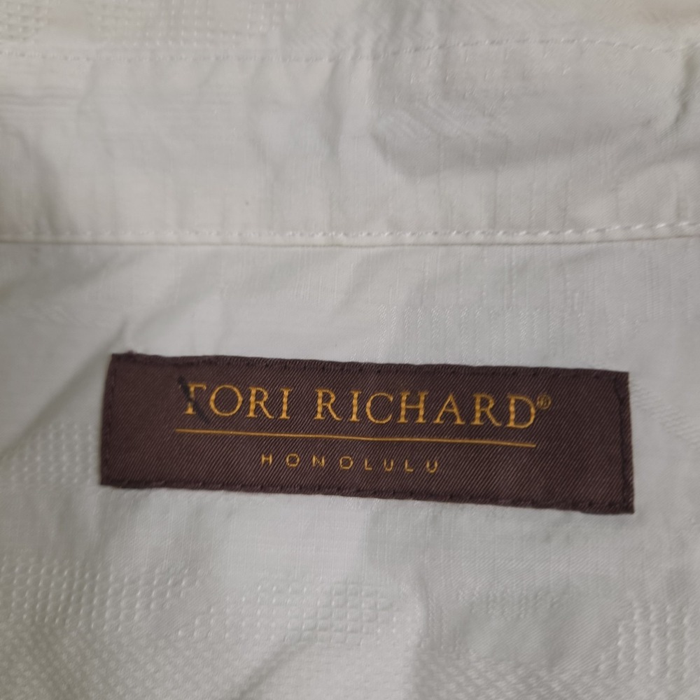 Tori Richard Shirt Mens XL Cream Silk Cotton Jacquard Geometric Short Sleeve - Picture 2 of 7